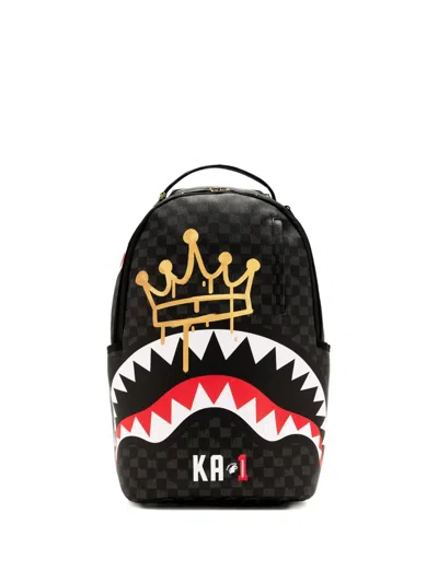 Sprayground X Ka1 Crown Drip Check Backpack In Black