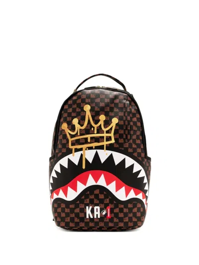 Sprayground X Ka1 Crown Drip Check Backpack In Brown