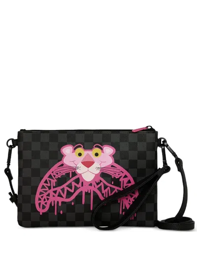 Sprayground X Pink Panther Checkered Clutch Bag In Black