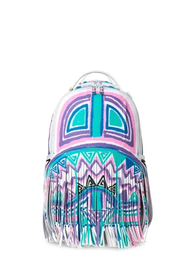 Sprayground X Sandflower A.i. African Intelligence Motivated Motion Fringed Backpack In Pink