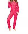 Spring 21 Long Sleeve Crew Neck Pajama Set In Red In Red