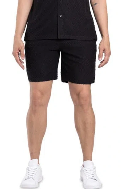 Spring + Mercer Casual Jacquard Terry Shorts In Black
