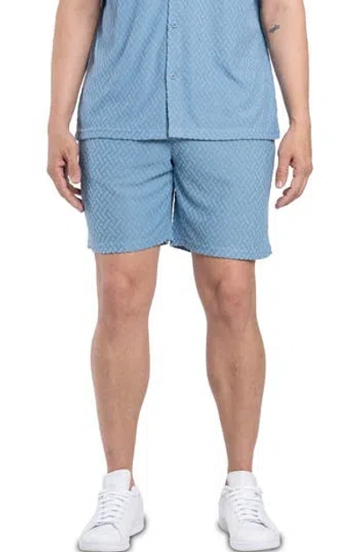 Spring + Mercer Casual Jacquard Terry Shorts In Deep Aqua