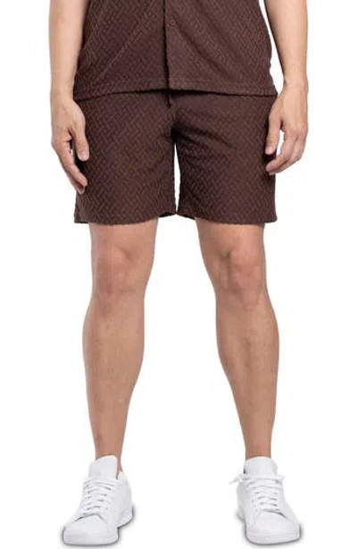 Spring + Mercer Casual Jacquard Terry Shorts In Dusty Chocolate