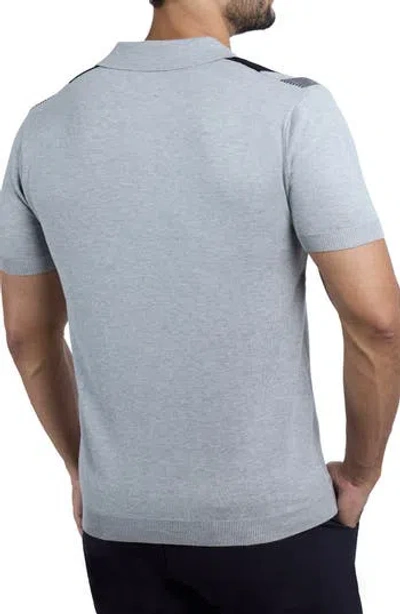 Spring + Mercer Classic Fit Stripe Short Sleeve Knit Button-up Shirt In Grey