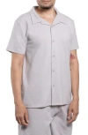 Spring + Mercer Classic Fit Textured Knit Camp Shirt In Gray