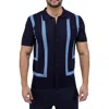 Spring + Mercer Jacquard Polo Sweater In Blue