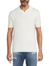 Spring + Mercer Cable Short Sleeve Johnny Collar Sweater In Off White