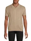 Spring + Mercer Men's Cable Knit Polo In Taupe