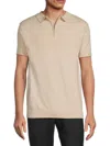 Spring + Mercer Men's Ribbed Zip Sweater Polo In Sand