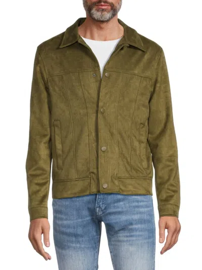 Spring + Mercer Men's Solid Spread Collar Jacket In Olive