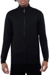 Spring + Mercer Mock Neck Full Zip Sweater In Black