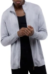 Spring + Mercer Mock Neck Full Zip Sweater In Light Heather Grey
