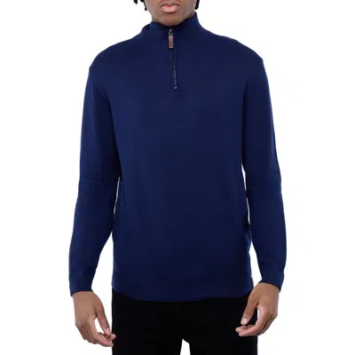 Spring + Mercer Mock Neck Quarter Zip Sweater In Navy