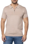 Spring + Mercer Ottoman Accent Short Sleeve Half-zip Sweater In Sand