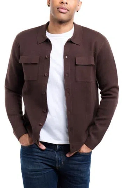 Spring + Mercer Patch Pocket Button-up Polo Sweater In Multi
