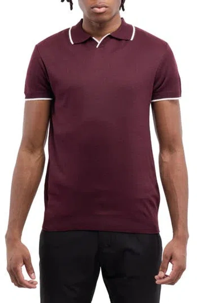 Spring + Mercer Short Sleeve Johnny Collar Polo Sweater In Red