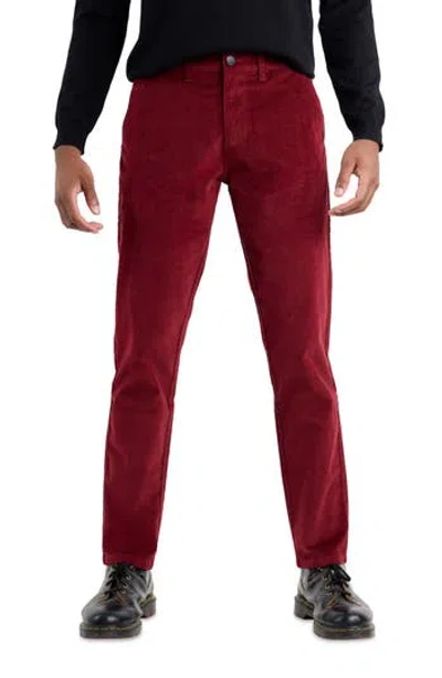Spring + Mercer Slim Fit Five-pocket Corduroy Pants In Burgundy