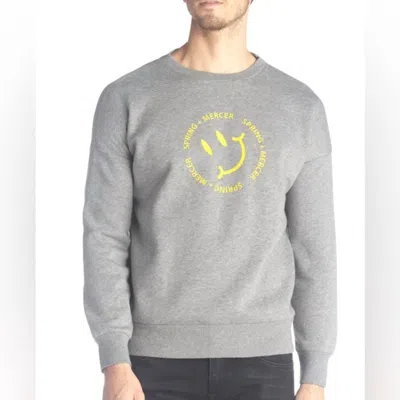Spring + Mercer Smiley Crew Neck Fleece Sweatshirt In Black In Burgundy