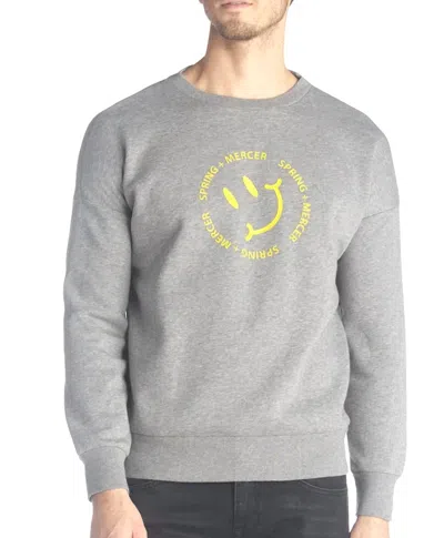 Spring + Mercer Smiley Crewneck Fleece Sweatshirt In Grey In Gray