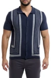 Spring + Mercer Stripe Polo Sweater In Blue