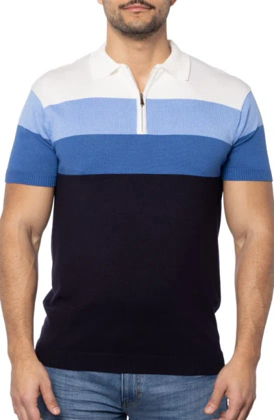 Spring + Mercer Striped Polo Sweater In Navy