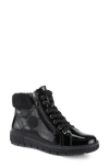 Spring Step Alps Water Resistant Faux Shearling Sneaker In Black Patent