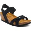 Spring Step Babybell Wedge Sandal In Black Suede