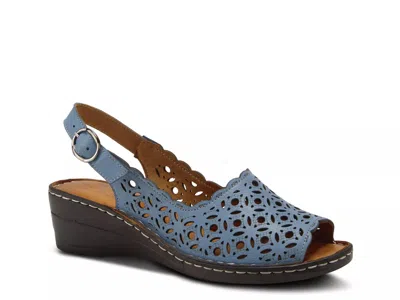 Spring Step Belizana Wedge Sandal In Blue