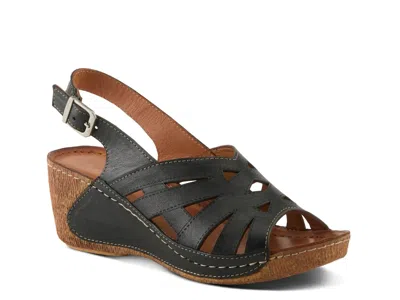 Spring Step Catchy Wedge Sandal In Black
