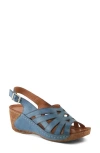 Spring Step Cathy Wedge Sandal In Blue