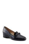 Spring Step Enda Croc Embossed Heel Loafer In Black