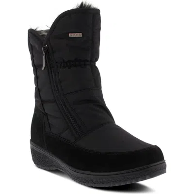 Spring Step Ernestina Waterproof Faux Fur Bootie In Black Fabric