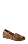 Spring Step Flowerpeep Perforated Peep Toe Flat In Camel