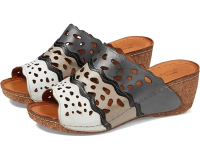 Spring Step Footy Slide Sandals Women's 36 Grey Multi Leather Wedge Heel Khd1623
