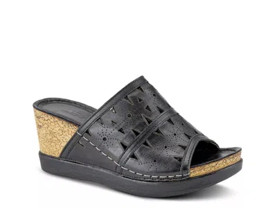 Spring Step Fusa Wedge Sandal In Black