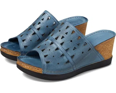 Spring Step Fusawedge Sandals Women's Us 5.5-6 Blue Leather Wedge Heel Khd1136