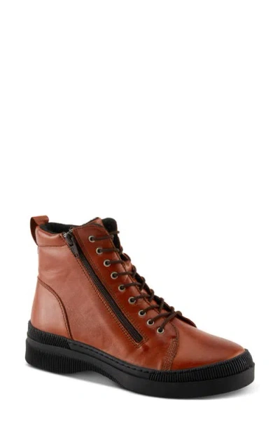 Spring Step Hoylein Combat Boot In Cognac