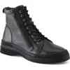 Spring Step Leather Combat Boot In Black