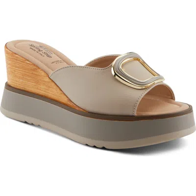 Spring Step Newwell Wedge Platform Sandal In Beige