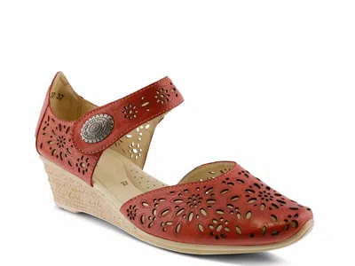 Spring Step Nougat Wedge Pump In Red