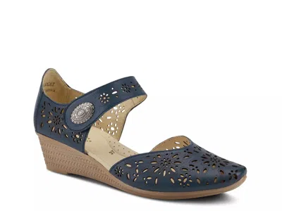 Spring Step Nougat Wedge Sandal In Blue