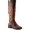 Spring Step Patchwork Knee High Boot In Brown
