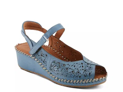 Spring Step Santonio Wedge Sandal In Blue
