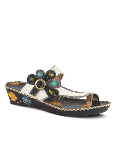 Spring Step Shoes Santorini Slide Sandal In White In Multi