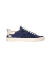 Springa Suede Embroidered Sneakers In Blue