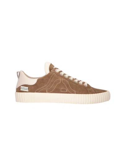 Springa Taupe Wavy Suede Sneakers In Brown