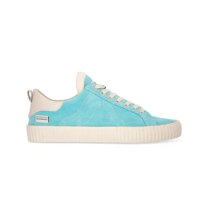 Springa | Unique Vulcanized Sneakers Italian Handmade Men's Blue Wavy Suede Turquoise Sneakers