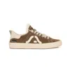 Springa | Unique Vulcanized Sneakers Italian Handmade Men's Brown Wavy Suede Taupe Embroidery Sneakers In Brown
