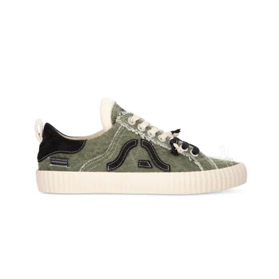 Springa | Unique Vulcanized Sneakers Italian Handmade Men's Green Wavy Olona Olive Sneakers In Multi